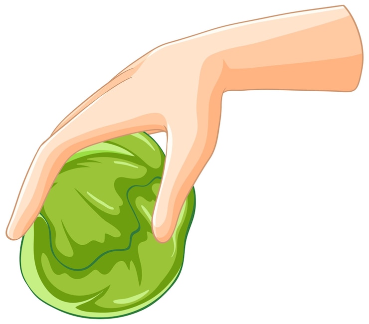 Vettore gratuito illustrazione di una mano che tiene in mano il fango verde
