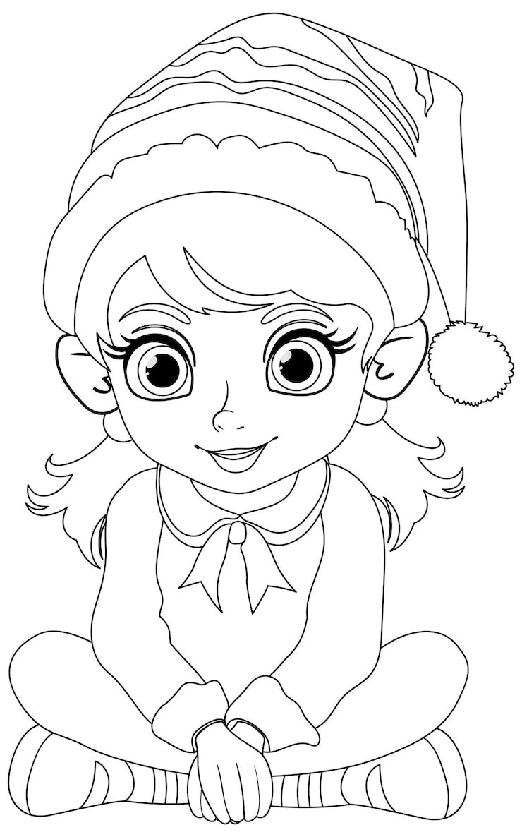 Vettore gratuito illustrazione di una ragazza festiva con il cappello di babbo natale