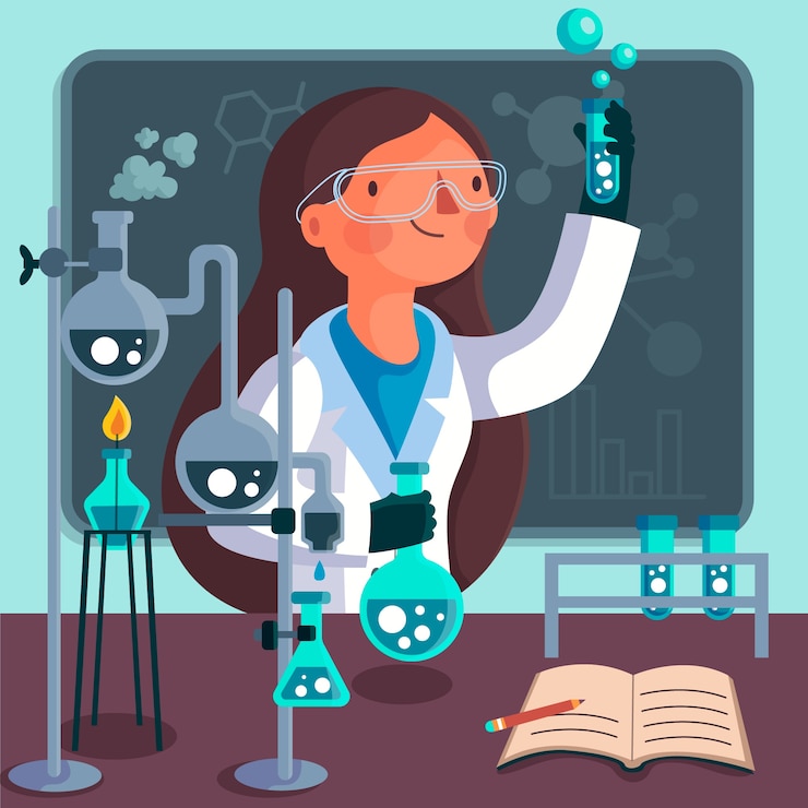 Vettore gratuito illustrazione di uno scienziato di successo personaggio femminile