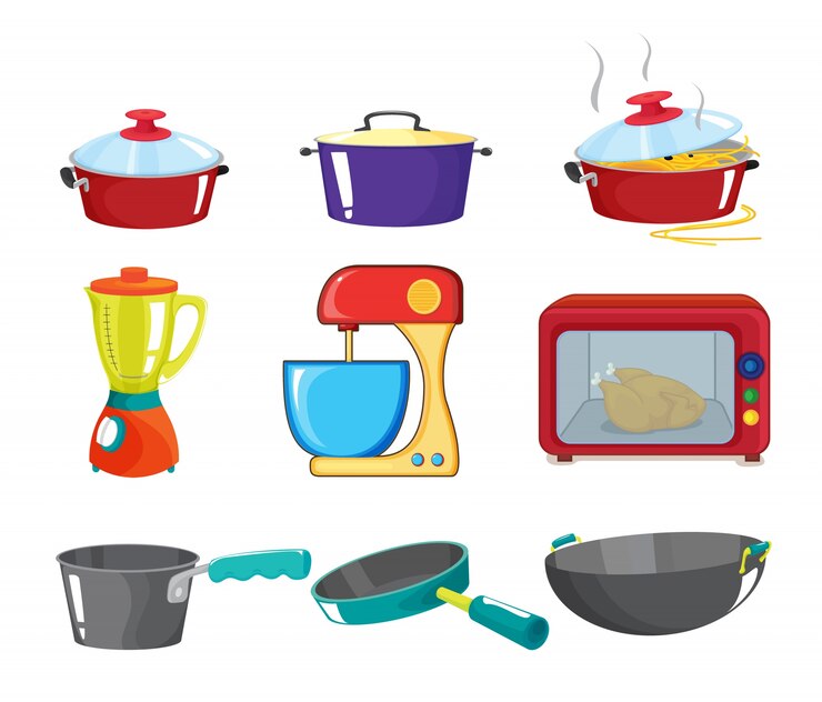 Vettore gratuito illustrazione di vari elettrodomestici da cucina