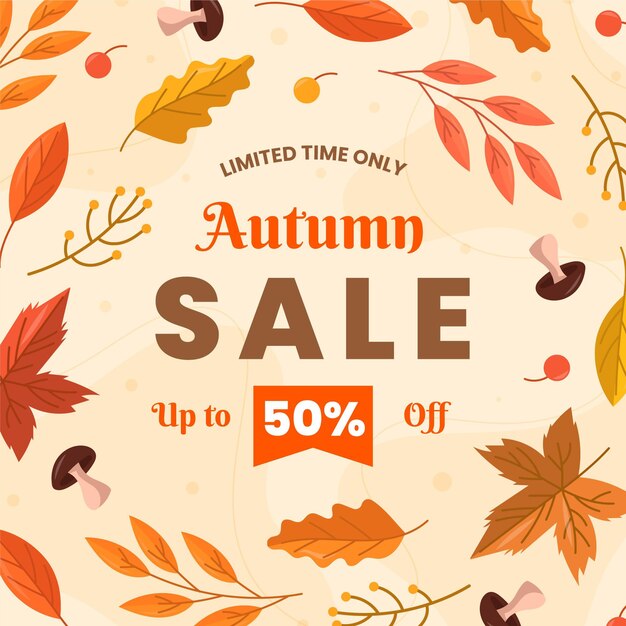 Illustrazione di vendita autunno design piatto