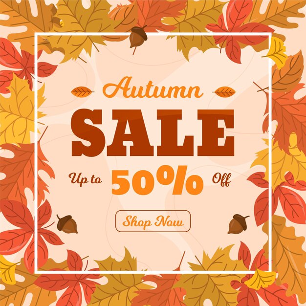 Illustrazione di vendita autunno design piatto