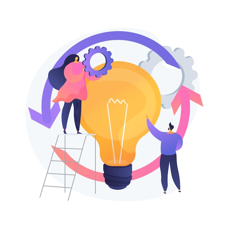 Vettore gratuito illustrazione di vettore di concetto astratto del ciclo di vita del progetto. gestione del progetto di successo, fasi di completamento del progetto, assegnazione di compiti, business case, metafora astratta dei requisiti di risorse.