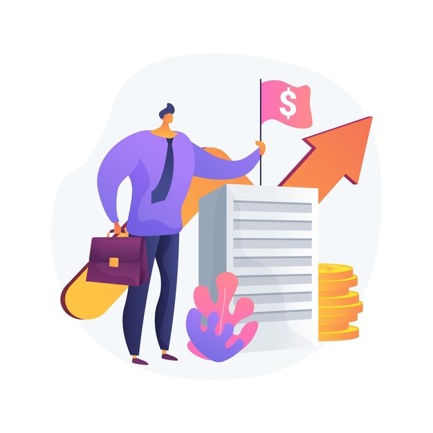 Illustrazione di vettore di concetto astratto di agenzia di entrate. Diritto tributario, mandato GST e HST, registrazione del numero di impresa, piano di risparmio e pensione, conto del libro paga, assegni familiari, metafora astratta di beneficenza.