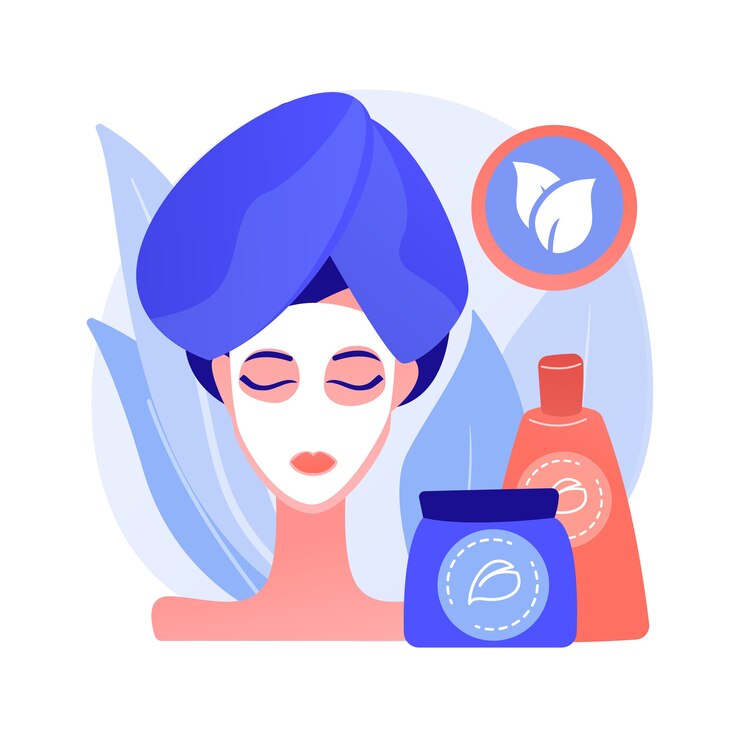 Vettore gratuito illustrazione di vettore di concetto astratto di cosmetici biologici. cosmetici biologici per la cura personale, prodotti per il trucco, ingredienti naturali puliti, industria della bellezza, trattamento della pelle, metafora astratta senza parabeni.