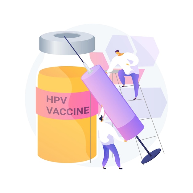 Illustrazione di vettore di concetto astratto di vaccinazione HPV. Protezione contro il cancro cervicale, programma di immunizzazione del papillomavirus umano, vaccinazione HPV, prevenzione dell'infezione metafora astratta.