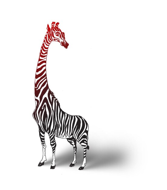 Illustrazione di vettore di schizzo disegnato a mano della carta del taccuino di schizzo del fumetto della giraffa