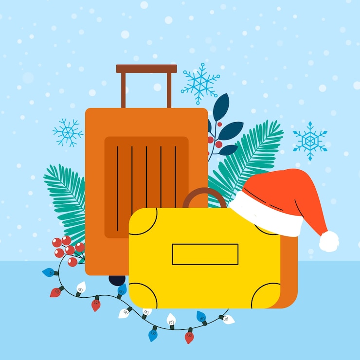 Vettore gratuito illustrazione di viaggio di natale piatto