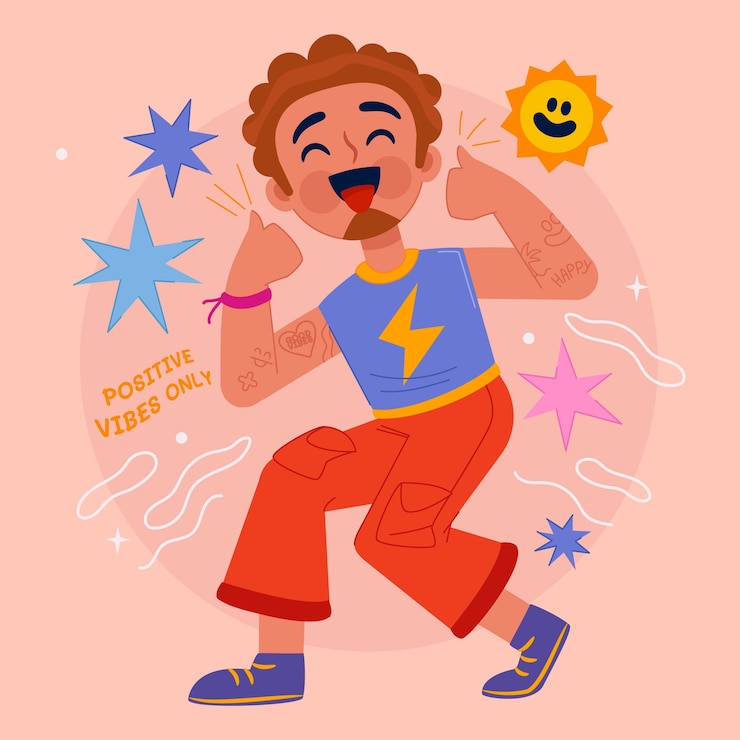 Vettore gratuito illustrazione di vibrazioni positive disegnate a mano