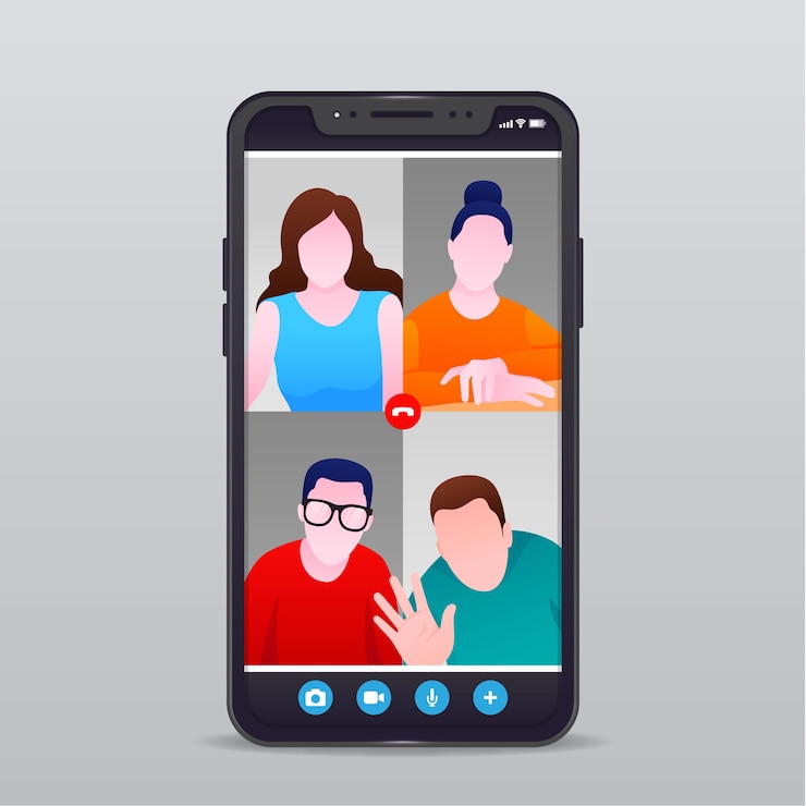 Vettore gratuito illustrazione di videochiamata degli amici