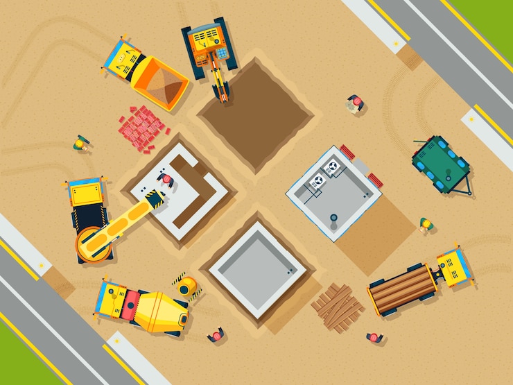 Vettore gratuito illustrazione di vista superiore di costruzione