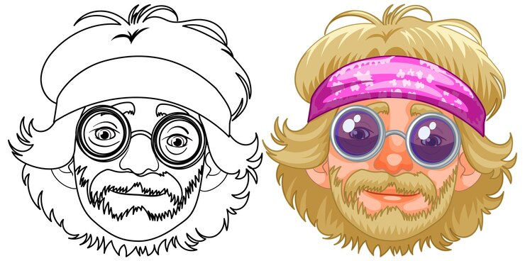 Vettore gratuito illustrazione di volti maschili in stile retro