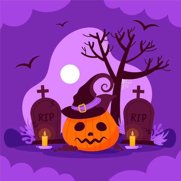 Illustrazione di zucca di Halloween disegnata a mano
