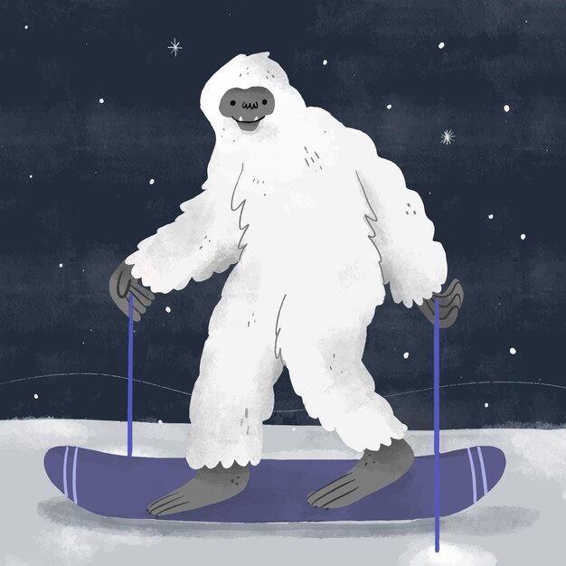 Illustrazione disegnata a mano abominevole del pupazzo di neve di yeti