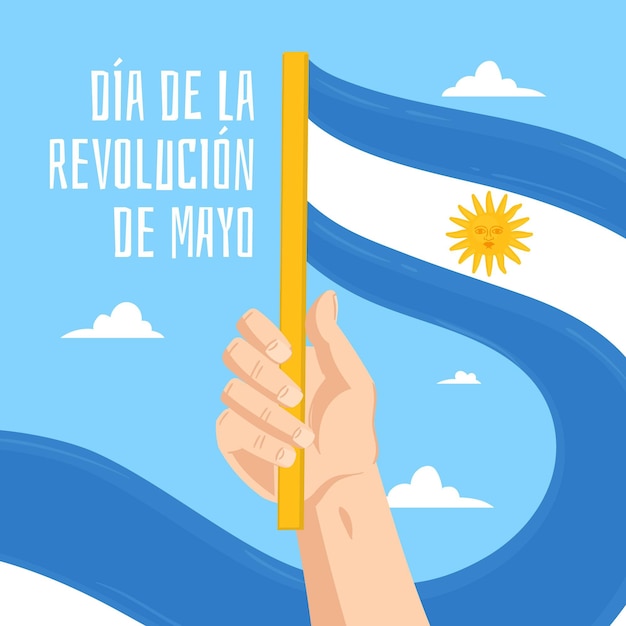 Illustrazione disegnata a mano argentino dia de la revolucion de mayo