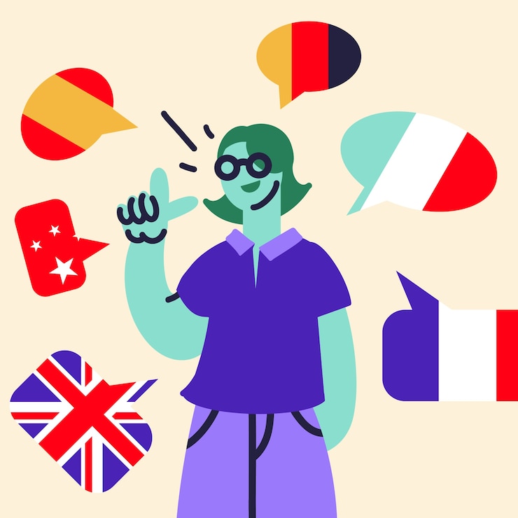 Vettore gratuito illustrazione disegnata a mano dei servizi di traduzione