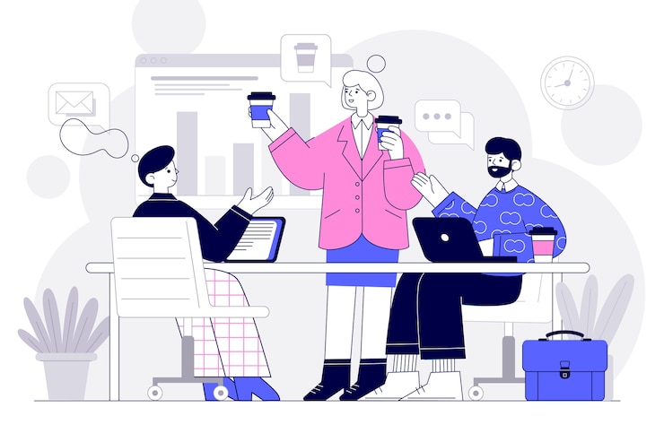 Vettore gratuito illustrazione disegnata a mano del caffè di affari