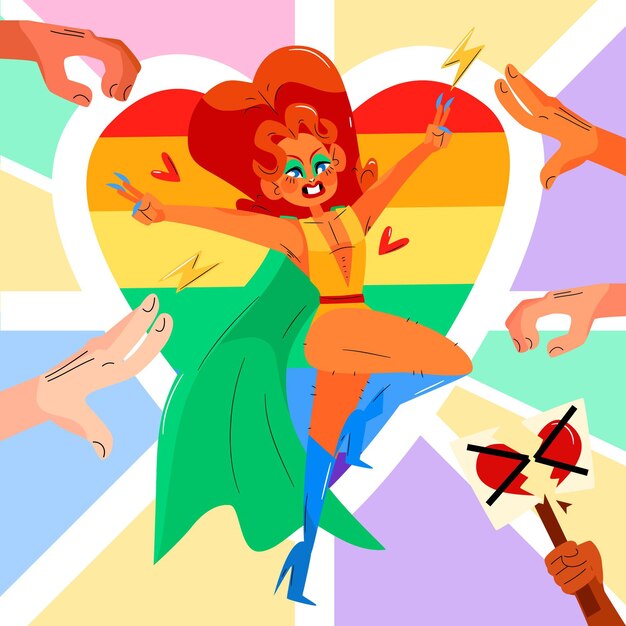 Illustrazione disegnata a mano del concetto di stop all'omofobia