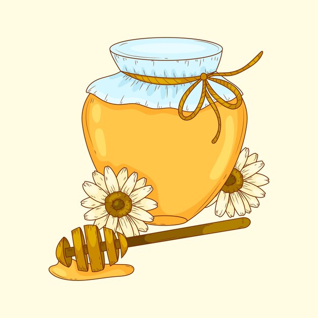 Illustrazione disegnata a mano del disegno del barattolo di miele
