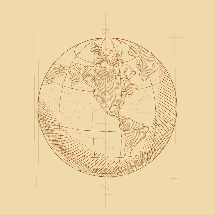 Vettore gratuito illustrazione disegnata a mano del disegno del pianeta terra