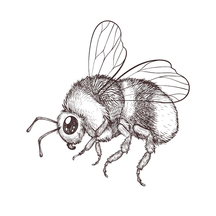Vettore gratuito illustrazione disegnata a mano del disegno dell'ape