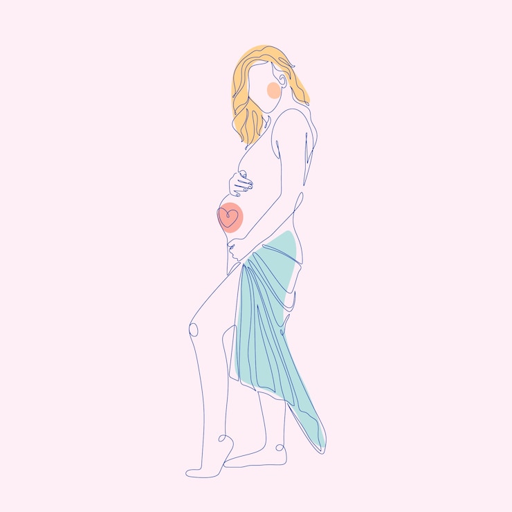 Vettore gratuito illustrazione disegnata a mano del disegno della donna incinta