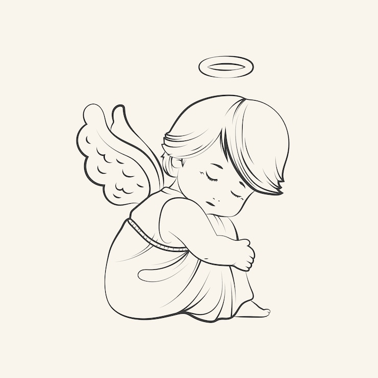 Vettore gratuito illustrazione disegnata a mano del disegno di un angelo bambino