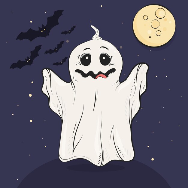 Illustrazione disegnata a mano del fantasma di halloween