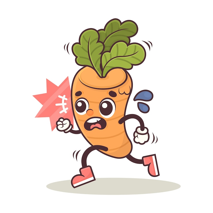 Vettore gratuito illustrazione disegnata a mano del fumetto della carota