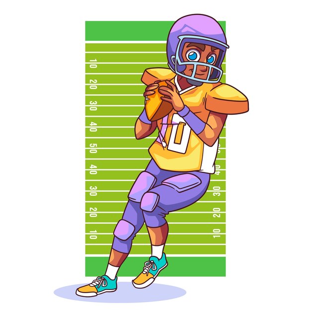 Illustrazione disegnata a mano del fumetto di football americano