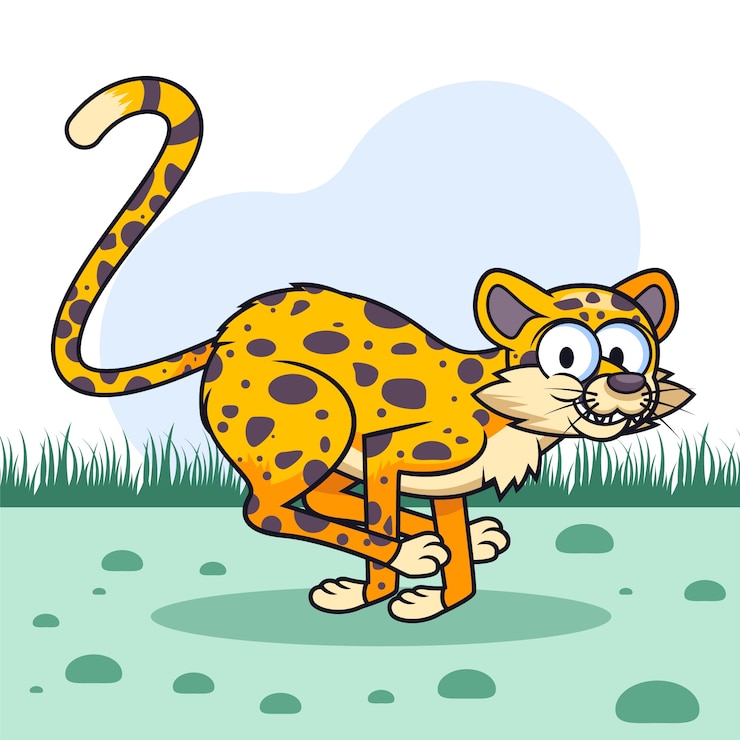 Vettore gratuito illustrazione disegnata a mano del ghepardo del fumetto