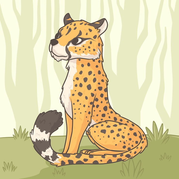 Vettore gratuito illustrazione disegnata a mano del ghepardo del fumetto