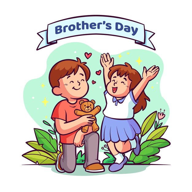 Illustrazione disegnata a mano del giorno dei fratelli