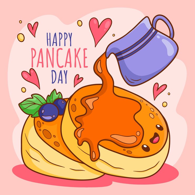 Vettore gratuito illustrazione disegnata a mano del giorno dei pancake