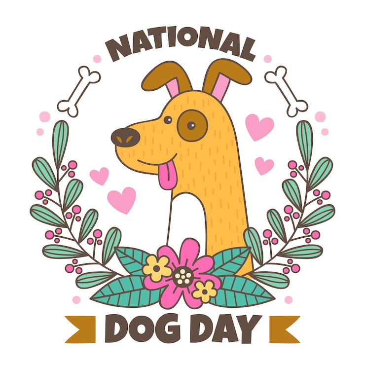 Vettore gratuito illustrazione disegnata a mano del giorno del cane nazionale