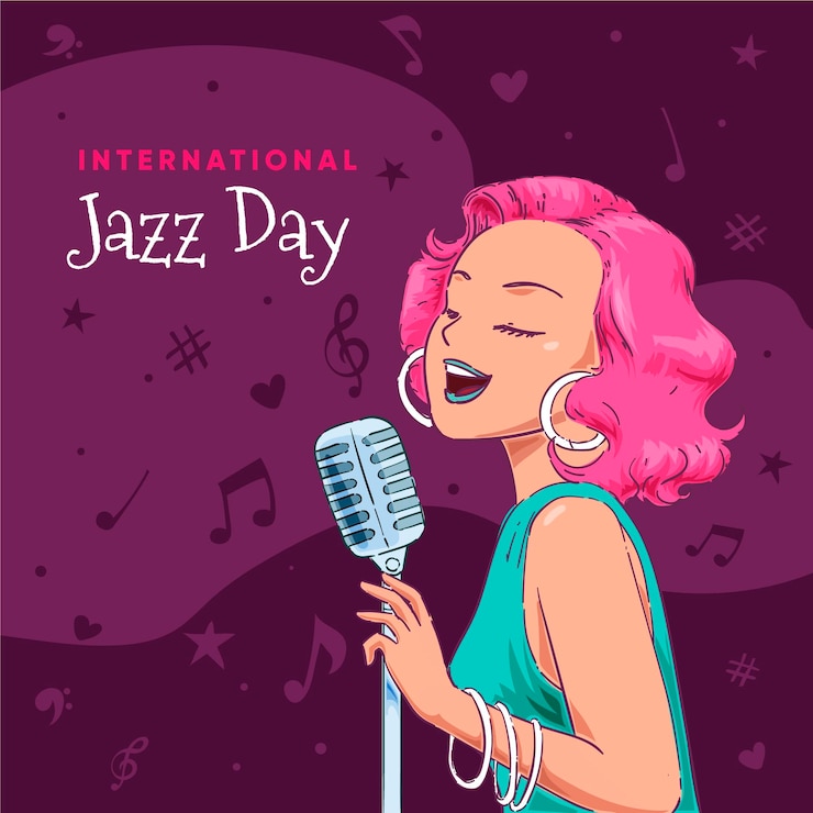 Vettore gratuito illustrazione disegnata a mano del giorno del jazz internazionale