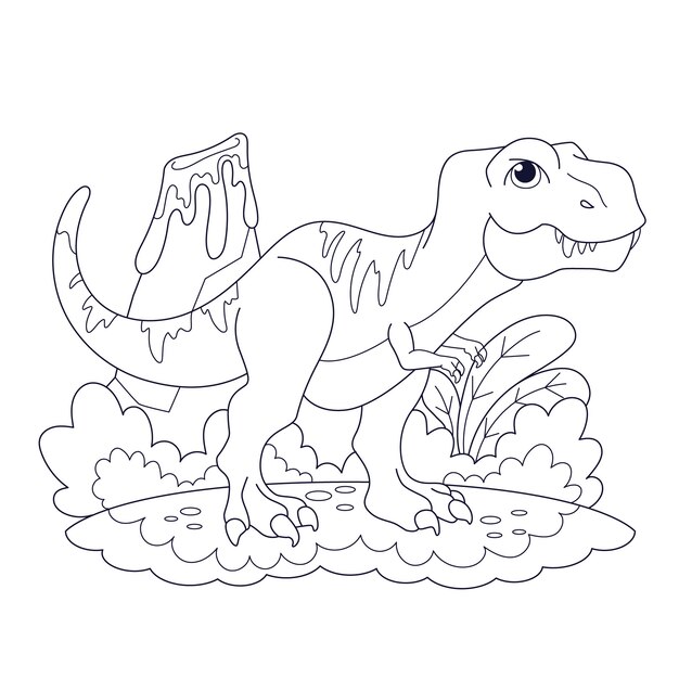 Illustrazione disegnata a mano del libro da colorare del dinosauro
