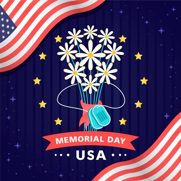 Illustrazione disegnata a mano del memorial day di usa