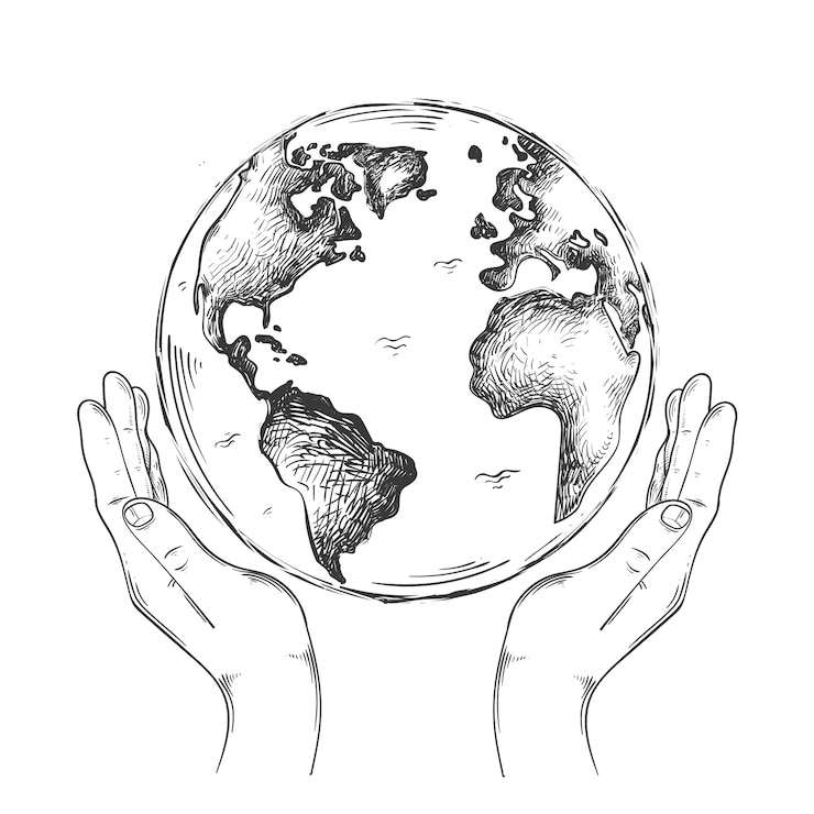 Vettore gratuito illustrazione disegnata a mano del pianeta terra