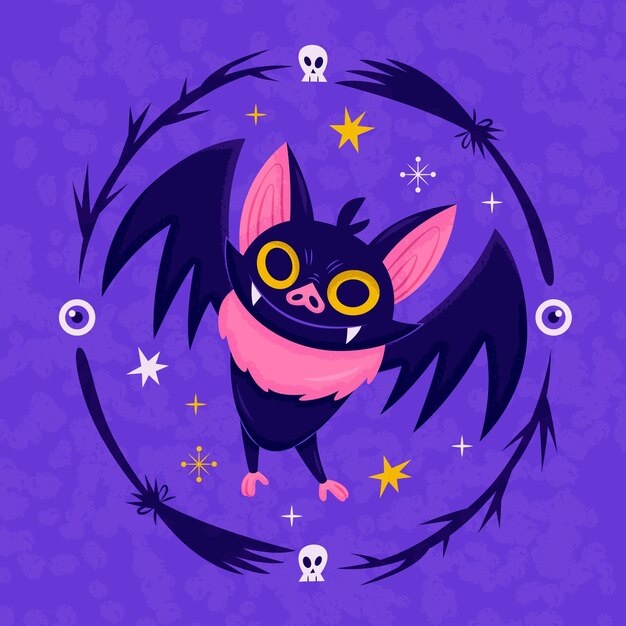 Illustrazione disegnata a mano del pipistrello di halloween