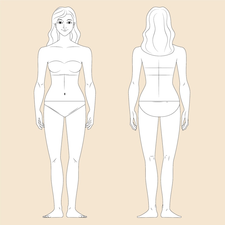 Vettore gratuito illustrazione disegnata a mano del profilo del corpo umano