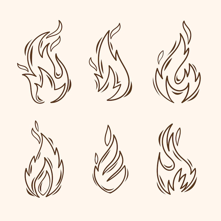 Vettore gratuito illustrazione disegnata a mano del profilo del fuoco