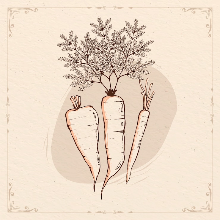Vettore gratuito illustrazione disegnata a mano del profilo della carota