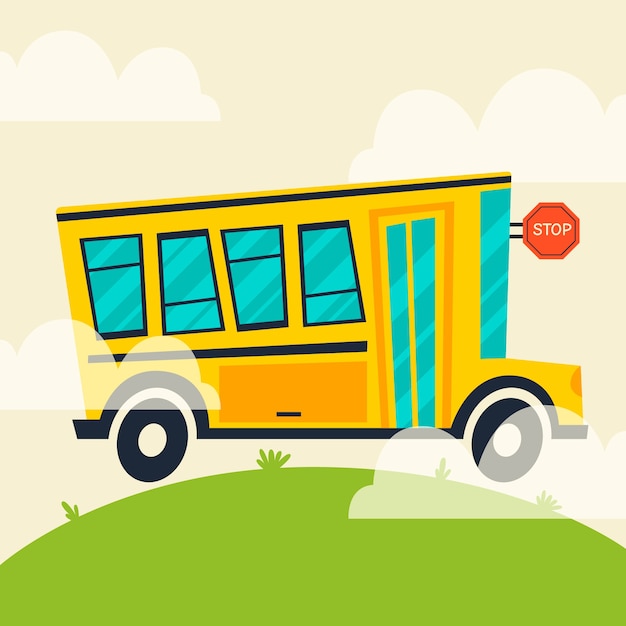 Illustrazione disegnata a mano dell'autista dello scuolabus