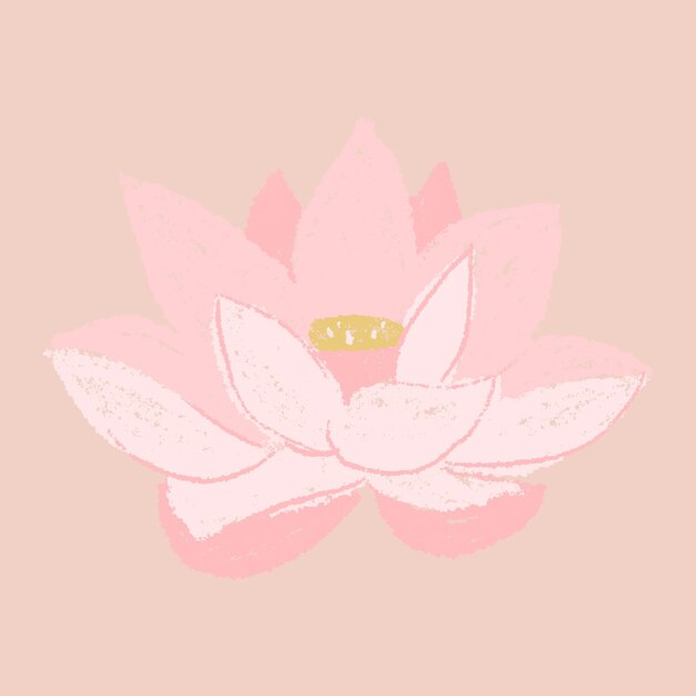 Illustrazione disegnata a mano dell'autoadesivo del fiore di loto rosa