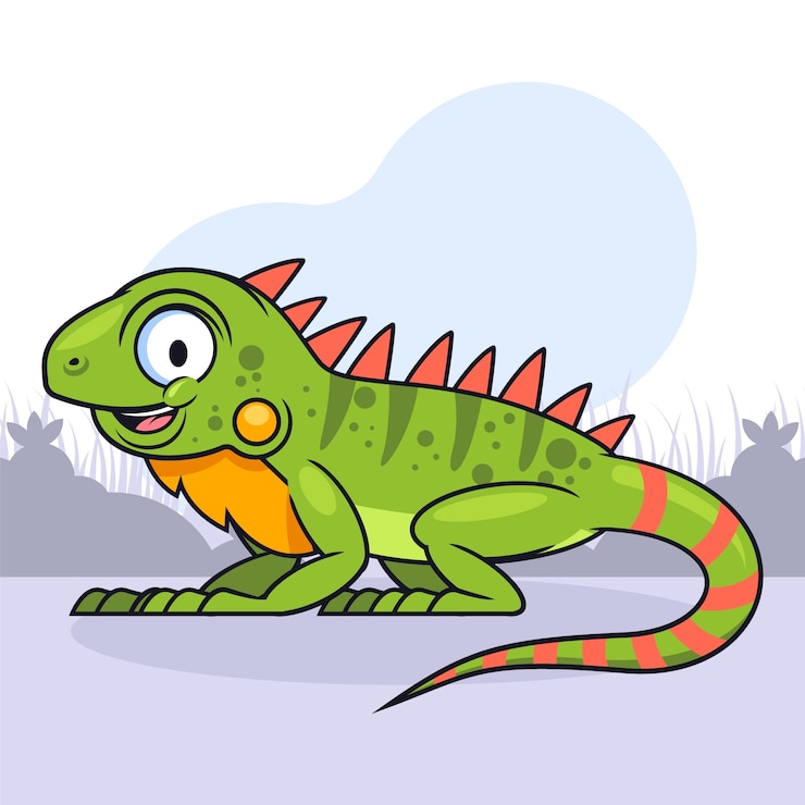 Vettore gratuito illustrazione disegnata a mano dell'iguana del fumetto