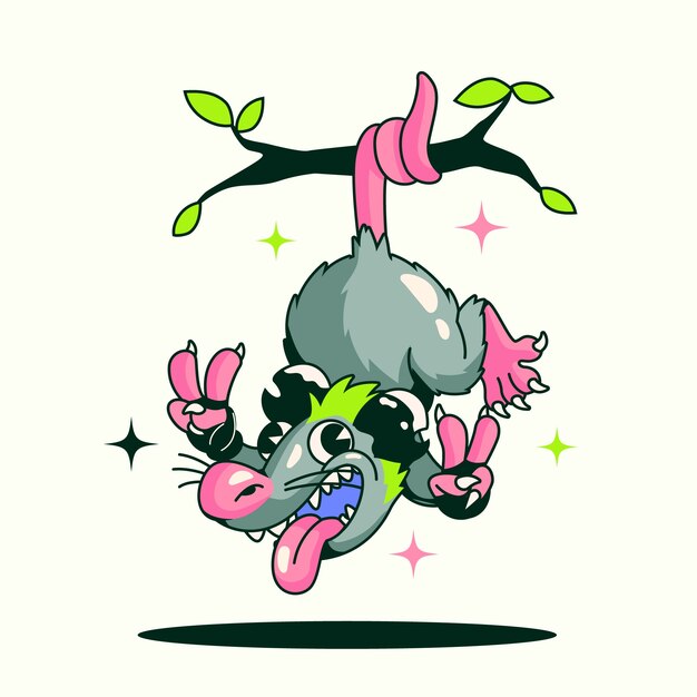 Illustrazione disegnata a mano dell'opossum del fumetto
