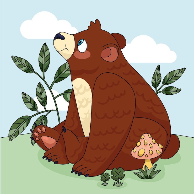 Vettore gratuito illustrazione disegnata a mano dell'orso del fumetto