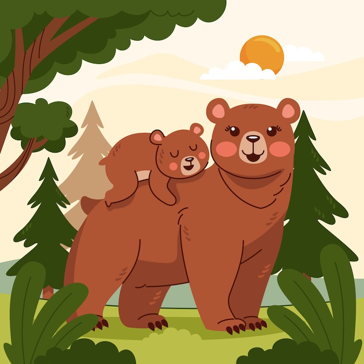 Vettore gratuito illustrazione disegnata a mano dell'orso femminile