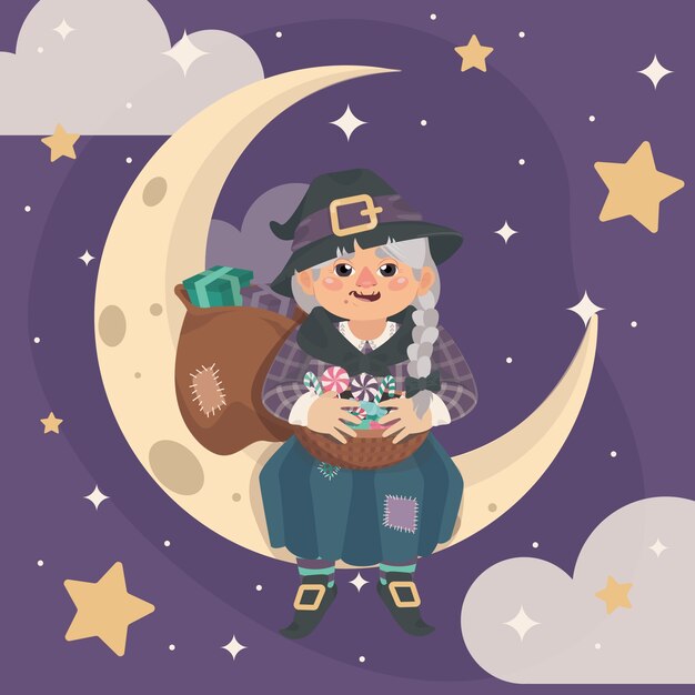 Illustrazione disegnata a mano della befana